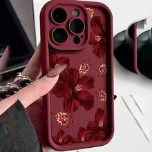 Wine Red Hibiscus Phone Case Vintage Floral Design Compatible With IPhone 17 16 Pro Max, 16 15 Pro, 14 Plus, 13, 12 Pro, 11 Pro Max, X, XS Max - Màu Đỏ Sâu - Xem 6