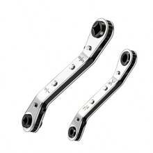 2pcs CT122 Series Square Ratchet Wrench, 2pcs CT122E Stud Adapter, Dual Head Ratchet Wrench Tool For Air Conditioning Valve, Refrigeration Flat Ratchet Wrench - Multicolor - View 10