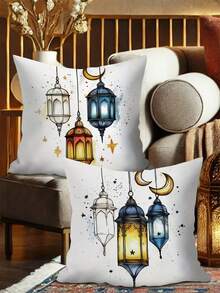 4pcs, Ramadan Pattern Soft Pillowcases, 17.72 X 17.72 Inches, Comfortable Matching, Practical And Beautiful, Unique And Exquisite Design, Machine Washable, With Zipper Closure, Suitable For Sofa, Car, Bedroom Decoration. - Royal Blue - View 6