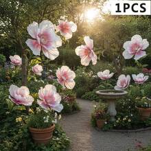 Large Artificial Peach Blossom Sparkling Realistic Floral Decoration For Wedding Party Garden Yard Decor - 粉色 - 查看 7