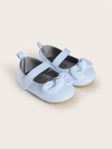 Infant Toddler Shoes, 0-1 Years Old, 3-6-9 Months, 100 Days To 1 Year Old, Infant Denim Princess Soft Bottom Toddler Shoes, Spring/Autumn - Baby Blue - View 1