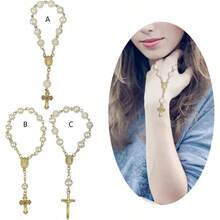 Rosario de Bautizo Beads Dedos Bautista Rosario de acrlico para el  Rosario para el Da de la Primera Comunin Regalo de de - inicial - Ver 2