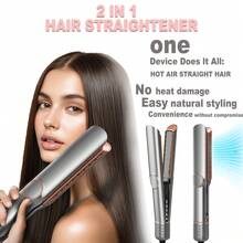 UKLISS 2-In-1 Hair Dryer & Straightener - Dry Style In One Step, Thermal Protection & Universal For All Hair Types - Grey - View 3