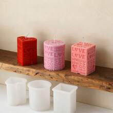 Love Pillar Candle Mold Embossed LOVE Letters Cylinder & Cube Mold Sculpture Pillar Candle Mold-Wedding Candle Mold-Handmade Soap Mold-Valentine's Day Gift Mold - White - View 7
