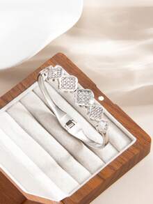 1件几何水钻装饰弹性钛钢手链，奢华百搭女士手镯 - 手鐲 - 查看 7