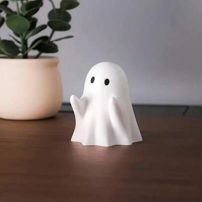 1pc Cute Ghost Pen Holder - Classic Resin Craft, Cartoon Style Desktop Decor, Adorable Ghost Pen Holder, Desktop Pen Rack, Desk Accessories, Desktop Ornament, Personalized Stationery Storage Box, Suitable For Home And Office Storage, Durable And Exquisite Handicraft, Applicable For Makeup Brush Storage, Stationery Storage, Office Desk Accessories, Study Room, School Desk Accessories, Makeup Storage, Vanity Table Storage, Back To School Gift, Gift For Her, Gift For Him