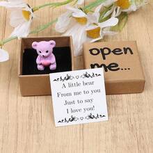 1件装魔法熊“打开我”惊喜礼盒套装 - 生日、周年纪念日、情人节、婚礼及情侣的温馨纪念品 | 高级奢华工艺，饱含爱意的卡片，纸质材料，卡通图案，英文，精美礼品包装 | 奇趣设计 | 纸艺工艺，熊主题家居装饰 - 彩色 - 查看 6