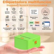 ml Máquina etiquetadora P1 - Impresora de Etiquetas Adhesivas Bluetooth Inalámbrica con 6 Rollo Etiqueta 20-55 mm de Ancho de impresión Impresora de Etiquetas para Teléfono y PC Verde10101 - Verde - Ver 2