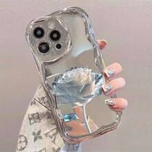 Funda para teléfono compatible con iPhone 17 Air/16e/15/14/13 Mini/12 Mini/11 Pro, Pro Max, Plus, diseño de borde curvo y electrochapado, lujo ligero y más avanzado - Plateado - Ver 1