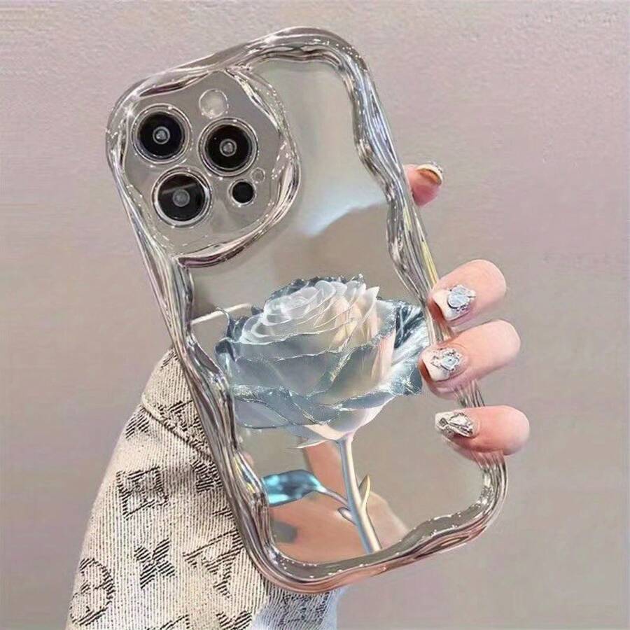 Funda para teléfono compatible con iPhone 17 Air/16e/15/14/13 Mini/12 Mini/11 Pro, Pro Max, Plus, diseño de borde curvo y electrochapado, lujo ligero y más avanzado - Plateado - Ver 1