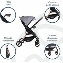 Bebesit Carriola City Cochecito Compacto Multi Posiciones de Reclinado Moisés Convertible Cinturón de  de 5 puntas Confort para BebésBaby Strollers - Negro - Ver 4