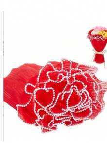 11英寸 x 4码珍珠边雪纺花束包装丝带，适用于花艺师DIY、情人节、生日、婚礼和礼品包装装饰。 - 彩色 - 查看 10