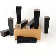 4 piezas Patas de muebles de madera sólida cónica, patas de repuesto de madera sólida, adecuadas para sofá, tocador, cama - Pies de repuesto de madera multifuncionales con placa de montaje de metal y tornillos - Beis - Ver 10