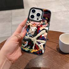 Funda trasera mate a prueba de golpes con temática de anime para iPhone 16, 15, 14, 13, 12, 11 Pro Max, X, XR, XS Max, 8, 7 Plus - Diseño duradero y elegante - Colores mezclados - Ver 4