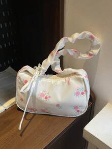 1pc Cute Ditsy Floral Girl's Shoulder Bag, Drawstring Strap Design, Children's Casual Bag, Coin Purse, Multi-Functional Lightweight Portable, Zipper Closure, Suitable For Daily Storage, Travel, Shopping, Children's Outdoor, Supermarket, Holiday Gifts, Gift For Daughter, Fashion Nylon Fresh Sweet Casual Bag, Key Holder, Suitable For Children, Students, Girls, Teenagers, Best Friends Travel Accessories - Multicolor - View 6