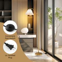 Lifezeal 66" Arc Floor Lamp With Adjustable Lamp Head, Pleated Lampshade & Foot Switch - View 7