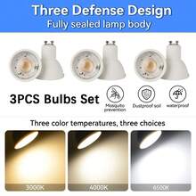 CANMEIJIA 3颗/4颗GU10 LED灯泡，电压85V-265V，暖白光/冷白光/中性白光/三色温，色温可调，聚光照明柔和均匀，视觉舒适，即插即用，安装简便，散热高效，经久耐用，适用于家庭和商业场所。 - LED燈泡GU10燈座 - 查看 12