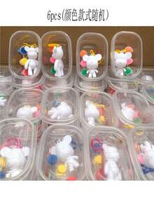 1/2/5/6 件套 DIY 手工套装 - 涂鸦娃娃钥匙扣，彩色小熊造型钥匙圈 | 材质：塑料 | 套装包含：1 个小熊素体 + 3 色颜料 + 1 个搅拌勺 + 1 个钥匙扣 | 颜色随机 | 提升创造力和动手能力 | 适用于派对游戏、课堂奖励、节日礼物