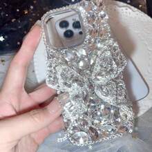Luxury Bling Rhinestone Big Bow 17promax 14 15plus Phone Case Protective Cover Compatible With Iphone 11 12 Galaxy S25 24 23 22 21 A13 15 17 21S MOTO HW XM - Clear - View 3