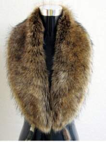 Women's Fox Fur-Look Collar Shawl With Oversized Fur Trim Warm Imitation Fur Collar Thickened Faux Fur Collar Length 100cm * 17cm - màu đen - Xem 4