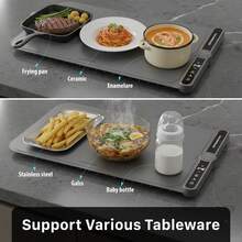 Garnen Warming Mat For Food With 9 Temp Level, Electric Food Warming Mat, 23"X15" Silicone Food Warmer, 8 Timer Settings, Portable Roll-Up Heating Mat - 灰色 - 查看 2