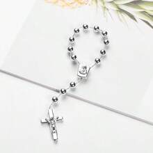 50 Rosario acrlico para bautizo, rosario adecuado para la primera comunin, bautizo, regalo adecuado para recuerditos de , regalos de bautizo, decenarios, rosario de dedos - Plateado - Ver 3