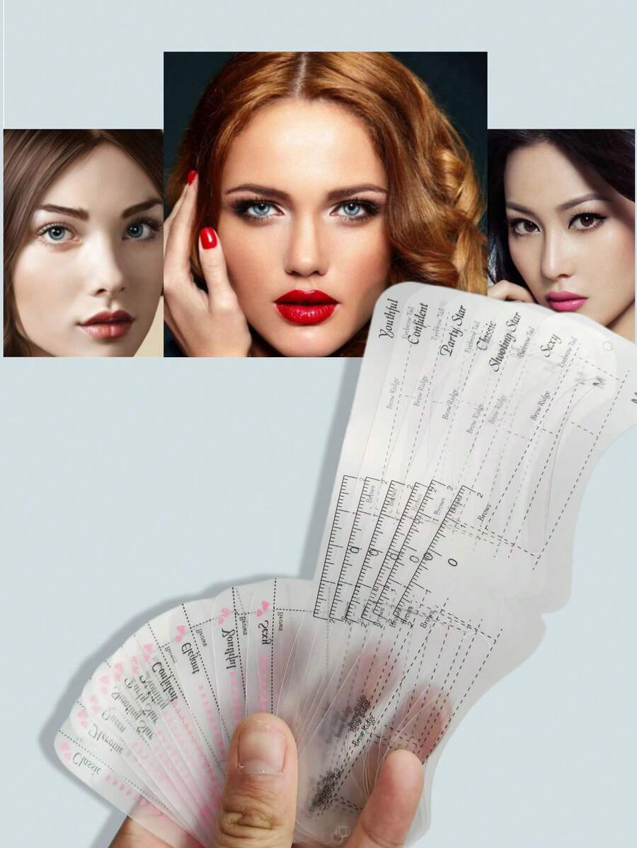 2bags Beginner's Thrush Tool: One Piece Eyebrow Card, Double Eyebrow Card, Symmetric Eyebrow Card, Multi Purpose Size Eyebrow Card Bag Hot Selling Soft Eyebrow Card Thrush Tool Lazy Thrush Auxiliary Artifact Set Of 10 Eyebrow Shapes - Multicolor - View 1