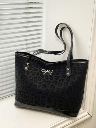 2025 New Casual Large Capacity Rhombus Pattern Solid Color Bow Handbag, Minimalist & Fashionable Tote Bag