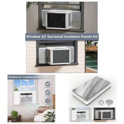 Window AC Insulated Foam Panels With Aluminum Foil Backing, Waterproof Window Conditioner Surround Insulation Panels Kit Window AC Unit Indoor, Heat Insulation Reflected