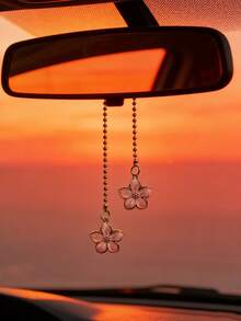 Accessoire de décoration intérieure automobile en alliage en forme de fleur à cinq pétales pour le rétroviseur. Décoration intérieure pour femmes. - Taille Unique - Voir 2