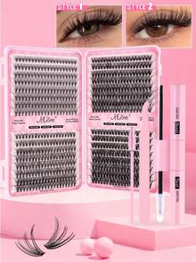 640pcs D-Curl Flare False Eyelashes Set, Bulk Combo Pack, DIY Eyelash Tools Kit, 30D+40D+50D Lash Clusters, Personal D-Curl Flare Eyelash Set Includes Lash Glue & Setting Liquid, 9-16mm Mixed Length Fake Lashes. Lash Cluster Set, False Eyelashes, Suitable For Travel, Daily Wear (Beginner Friendly), Wedding, Date, Party, Holiday And More, Also Great As Christmas/Halloween/Gift Eyelash Set. - Black - View 18