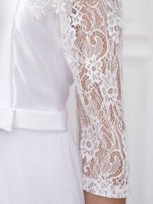 Tween Girls Elegant Lace Long Sleeve Princess Party Dress, Suitable For Communion, Bridesmaid, Wedding, Birthday, Graduation Ceremony, Performance - White - View 8