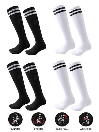 4 pares de calcetines largos de tubo para fútbol y deportes para hombres, calcetines largos de tubo para adultos con acolchado de rizo, que absorben la humedad, antideslizantes y transpirables, adecuados para hombres en actividades al aire libre como trotar, entrenar, fútbol, hockey