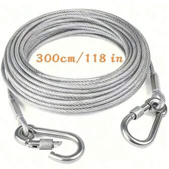 1 Juego/Multiusos Cuerda para tender la ropa, apta para lavandería interior/exterior, accesorios de camping al aire libre, jardín, baño y dormitorio - Correa para perro - Multiusos, alambre de acero galvanizado