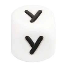 100 Uds.Cuentas de silicona con letras de 12MM, cuentas de silicona sueltas de calidad alimentaria, pulsera DIY, collar, accesorios de cadena de chupete - Q - Ver 15