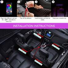 1pc Car Interior Atmosphere Light Rgb Footwell Light 48 Leds App Controlled Colorful Ambient Light One Drag Four Music Light