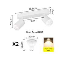CANMEIJIA GU10嵌入式吸顶灯，黑色，双头，带/不带灯泡，铝制材质，适用于商店/书房/卧室/客厅/咖啡厅/展览馆/画廊/博物馆/走廊/门廊，可根据需要选择尺寸 - 吸頂射燈GU10燈座 - 查看 14