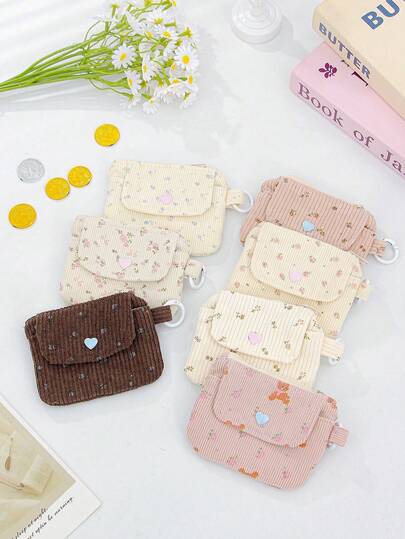 1 pezzo Portamonete in velluto con design a fiori, portamonete con fiocco alla moda, portamonete con zip, portamonete semplice da donna, portamonete multifunzionale, portamonete da viaggio portatile, mini borsa rossa multifunzionale per conservare auricolari, caricabatterie, rossetto, carte bancarie, tessere dei mezzi pubblici, chiavi, regalo per amici e insegnanti, regalo per la mamma, regalo di compleanno, regalo di Capodanno, regalo di benvenuto, regalo di San Valentino