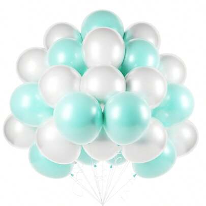 5/10/12/18inch Pearl White Teal Blue Balloon 10/20/30/40/50pcs Double Stuffed White Blue Balloons Garland Pearl Turquoise Arch Kit For Birthday Wedding Shower Anniversary Graduation Baptism Gender Reveal Dolphin Mermaid Ocean Theme Party Decorations