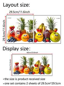 1PC Cartoon Fruit Decal Stickers Removable Wall Decor For Home Living Room Bedroom Study Kitchen Bathroom Entrance Balcony Commercial Spaces