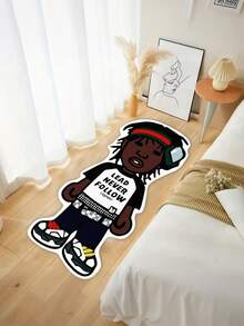 1 件装柔软毛绒仿羊毛地毯，独特卡通人物设计 - 舒适的卧室、沙发或家居装饰垫。这款地毯可用作沙发垫、客厅地垫或趣味房间装饰。它采用柔软蓬松的 Vibran 面料制成。 - 彩色 - 查看 2