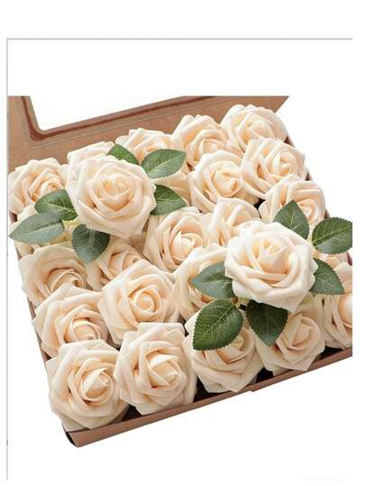 1/5/10 Real Looking Fake Roses Stem For DIY Wedding Bouquets Centerpieces Arrangements Party Baby Shower Home Decorations OPP Bag Packaging (Excluding Box)Containing Three Leaves