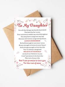 1 pieza Tarjeta de cumpleaños significativa con sobre - "Para mi hija" Diseño floral, mensaje sincero, papel de alta calidad, perfecto para hijas, nietas, hijos y madres - Regalo para todas las ocasiones, Tarjeta de cumpleaños | Tarjeta con diseño floral | Papel, Regalo para hija - Multicolor - Ver 13