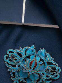 1 st vintage kinesisk stil landskap turkos & korall brosch, lämplig för kvinnor vardag, festival, festkläder, present till flickvän/bästa vän - Röd - Visa 3