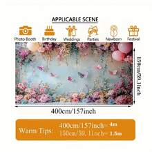 1 Pancarta decorativa de fiesta con rosa rosa, mariposa y flores - Decoración de tela de poliéster ligera, adecuada para cumpleaños, bodas, cafés y decoración del hogar. No se requiere energía, fácil de colgar en interiores o exteriores. Decoración de evento de estilo soñador, disponible en varios tamaños. - Multicolor - Ver 7