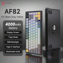 AJAZZ 75% Layout AF82 High Cost-Effective Wired Membrane Keyboard, With Volume Control Knob, 82-Key Ergonomic Design, Silent Structure, Office Essential, RGB Backlighting, Multi-System Compatible, Suitable For Gaming And Office Use - Multicolor - View 13