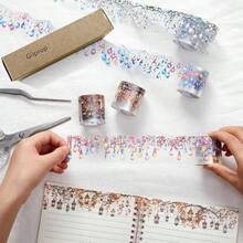5 Rolls Floral Washi PET Tape Set Flower Scrapbook Junk Journal Supplies, Decorative Tape Stickers Arts Crafts Bullet Planner, 50mm Widex 78.74 Inch Long/Roll - 燈光 - 查看 6