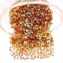 2MM-6MM, 5 Sizes, Assorted Transparent AB Color Resin Round Flat Bottom Crystal Rhinestone Jewelry DIY Beads, Suitable For Phone Cases, Nail Stickers, Clothes, Bags, Shoes, Crafts, Sparkling Nail Art Decorations