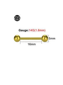 1个14G ASTM F136钛直杆环，适用于乳头/舌头/酒窝/工业穿孔 - 内螺纹，低过敏性，男女皆宜，不含镍，不含铅 - 彩色 - 查看 23