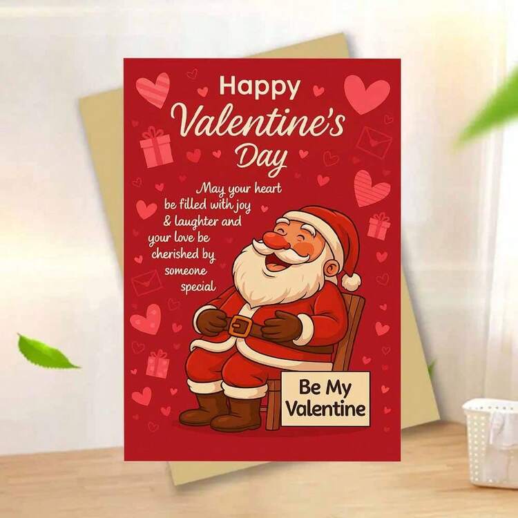 1 PIEZA Tarjeta de felicitación del Día de San Valentín con sobre, diseño festivo de amor con corazones y regalos, perfecta para amigos, colegas, seres queridos, celebración romántica de San Valentín - multicolor - Añade 12